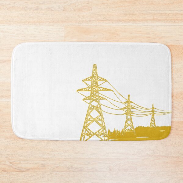 Item preview, Yellow Electricity Pylons Linocut Print. designed and sold by Maddy Bennett.