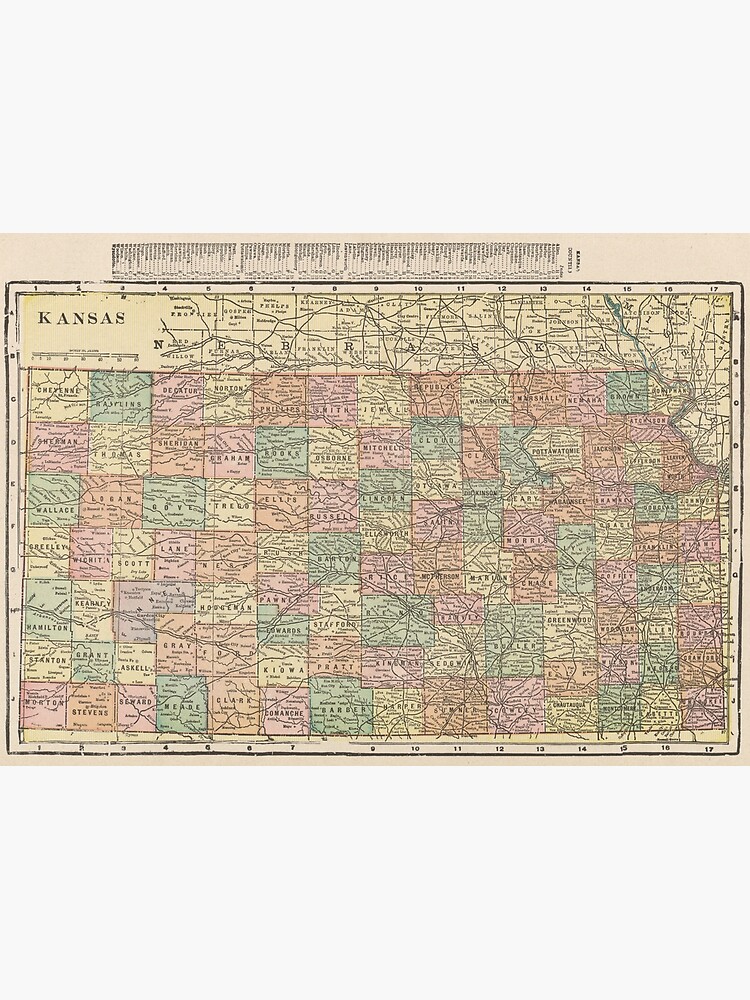 Old Map Of Kansas 1899 Vintage Map Of Kansas 1899 Poster For   Flat,750x,075,f Pad,750x1000,f8f8f8 