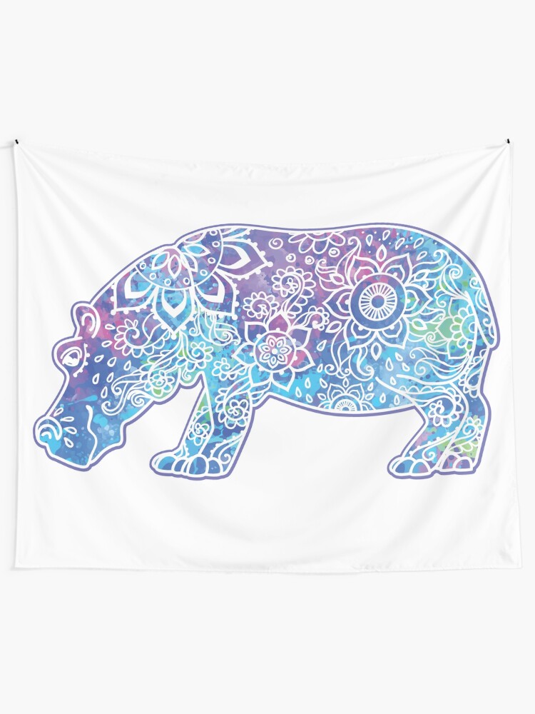 Alternate view of Psychedelic Hippo // Hippy Hippo Tapestry