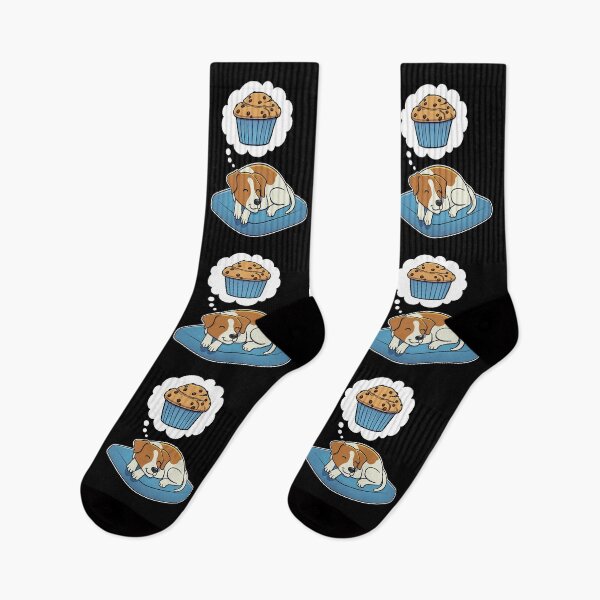 Item preview, Jack Russell Terrier dreaming about Chocolate Chip Muffins designed and sold by DoggieDelights.
