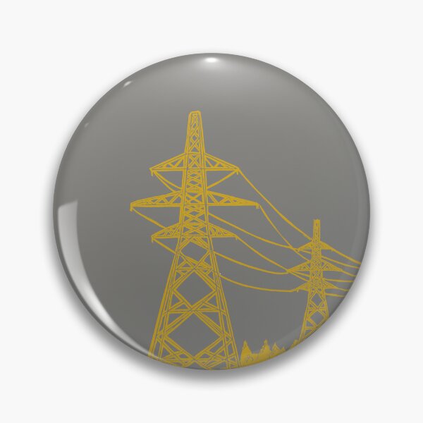 Item preview, Mustard and Grey Electricity Pylons Linocut Print. designed and sold by Maddy Bennett.