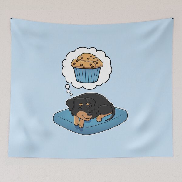 Item preview, Miniature Pinscher dreaming about Chocolate Chip Muffins designed and sold by DoggieDelights.