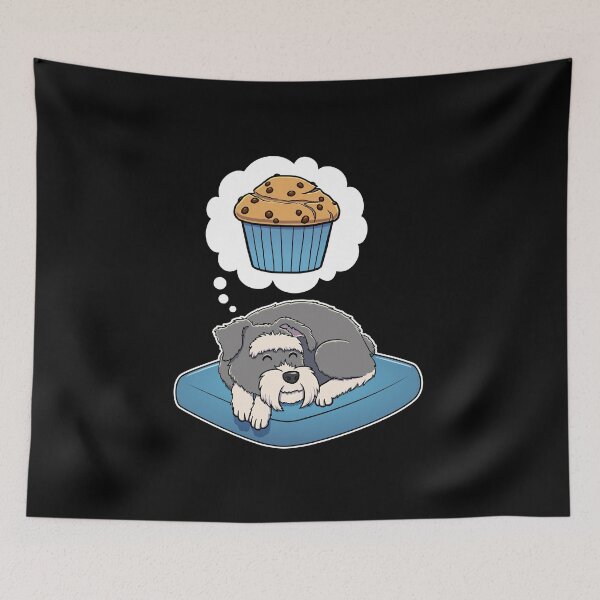 Item preview, Miniature Schnauzer dreaming about Chocolate Chip Muffins designed and sold by DoggieDelights.