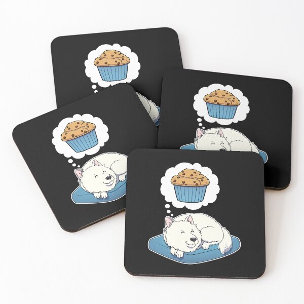 Item preview, Samoyed dreaming about Chocolate Chip Muffins designed and sold by DoggieDelights.