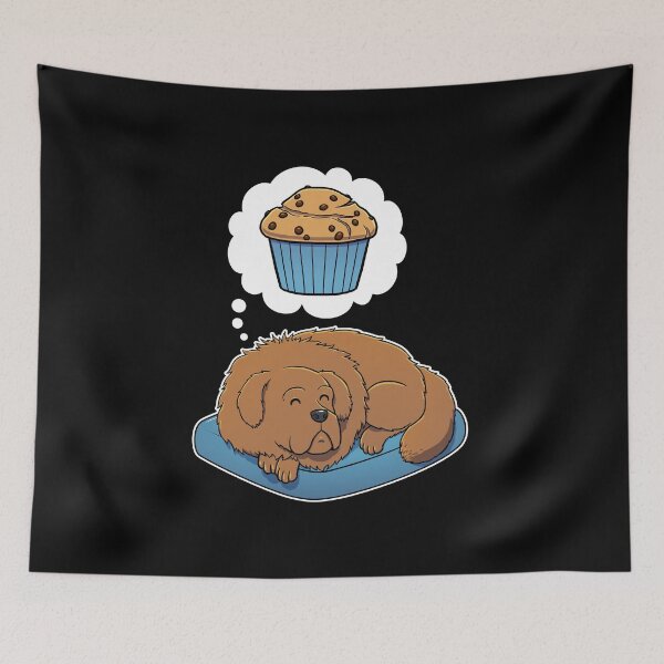 Item preview, Tibetan Mastiff dreaming about Chocolate Chip Muffins designed and sold by DoggieDelights.