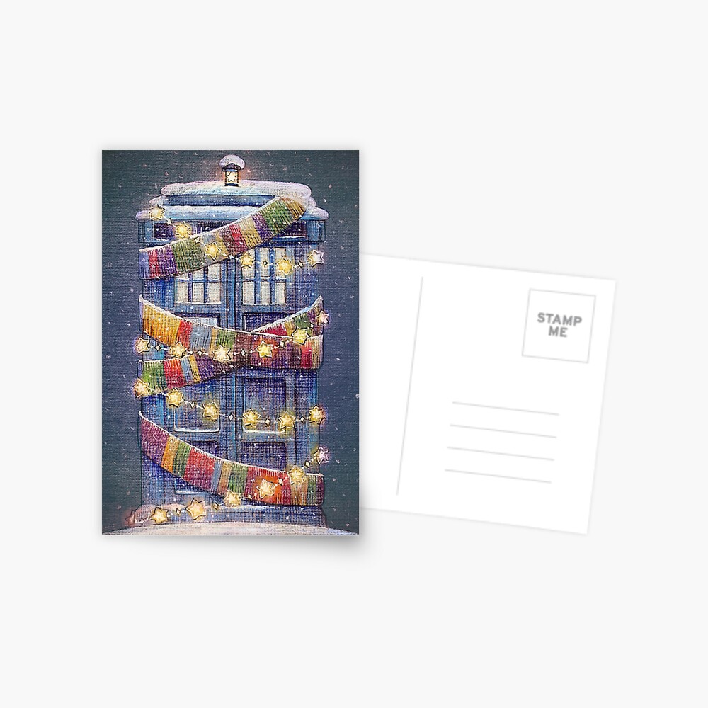 Christmas Police Box Postcard