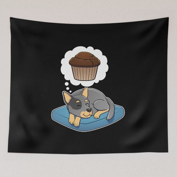 Item preview, Australian Cattle Dog dreaming about Chocolate Muffins designed and sold by DoggieDelights.