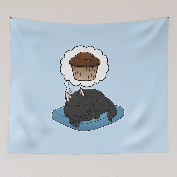 Item preview, Belgian Sheepdog dreaming about Chocolate Muffins designed and sold by DoggieDelights.