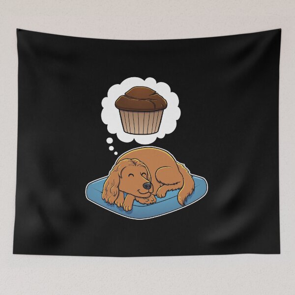 Item preview, English Cocker Spaniel dreaming about Chocolate Muffins designed and sold by DoggieDelights.