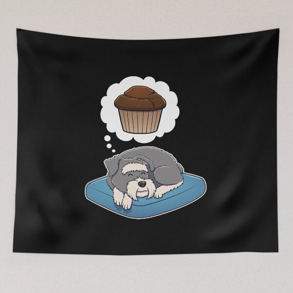 Item preview, Miniature Schnauzer dreaming about Chocolate Muffins designed and sold by DoggieDelights.