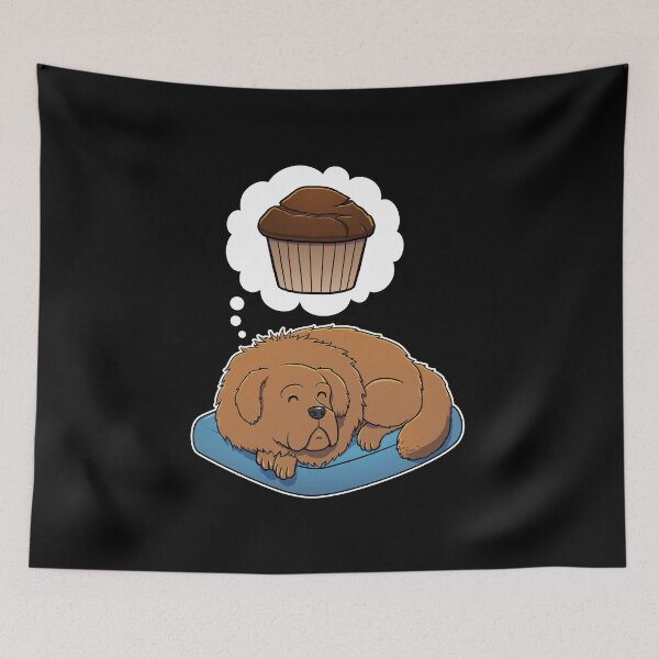 Item preview, Tibetan Mastiff dreaming about Chocolate Muffins designed and sold by DoggieDelights.