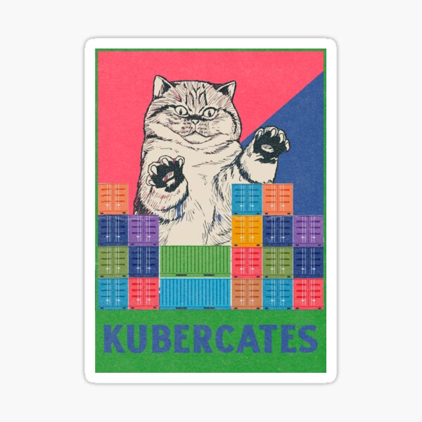 Item preview, Kubercates - Kubernetes devops cat (retro) designed and sold by sashashuba.