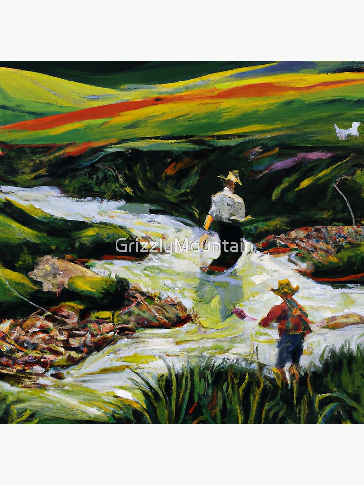 Fly Fishing Oil Painting Art Print for Sale by GrizzlyMountain
