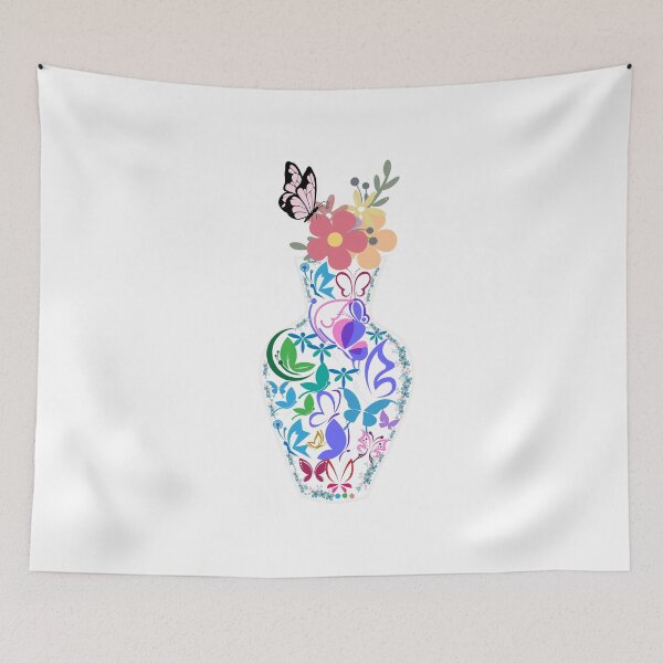 Item preview, Butterfly Pattren With Beautiful  Vase And Flowers designed and sold by Onasaart.