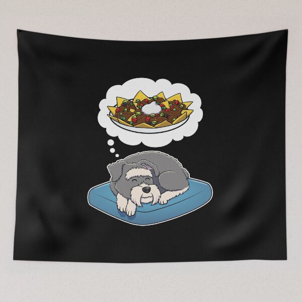 Item preview, Miniature Schnauzer dreaming about Nachos designed and sold by DoggieDelights.