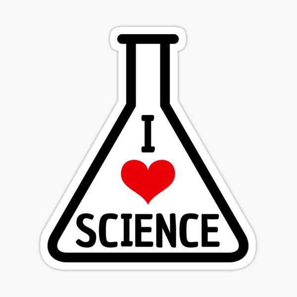 Me encantan las pegatinas de ciencia con corazón rojo en el matraz Erlenmeyer Pegatina