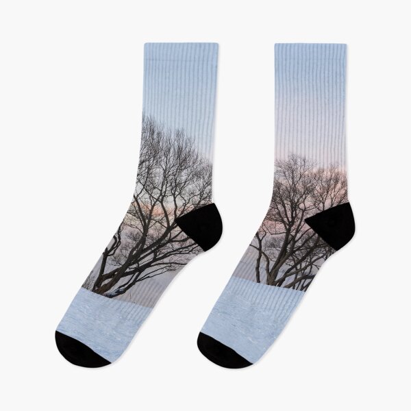 Item preview, Snow and Willows - Cold Sunset on the Shore of Lake Ontario in Toronto designed and sold by Georgia Mizuleva.