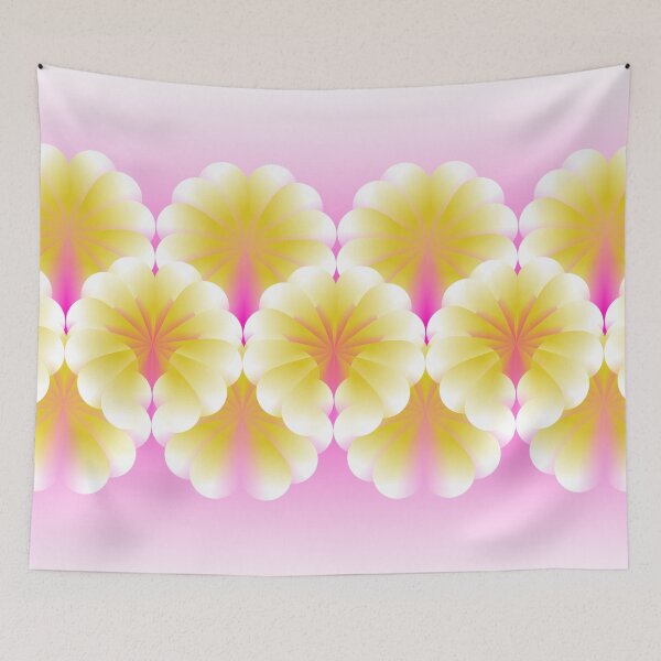Item preview, Spring themed white and yellow flowers with pink background minimal graphic art designed and sold by CiniArt.