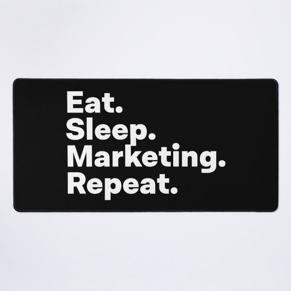 Vista previa del artículo con la obra «Eat Sleep Marketing Repeat», diseñado y vendido por teesaurus.