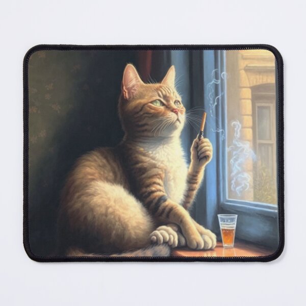 Item preview, cat smoking and sitting on windowsill designed and sold by mrkristof47.
