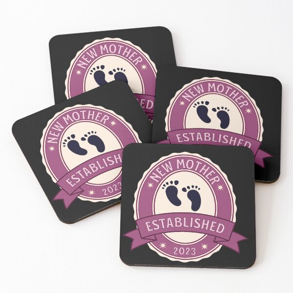 Item preview, New Mother Est 2023, New Mom or Mum. Baby Foot Prints Badge, First Second Time Mom and Mothers designed and sold by Hanlar.