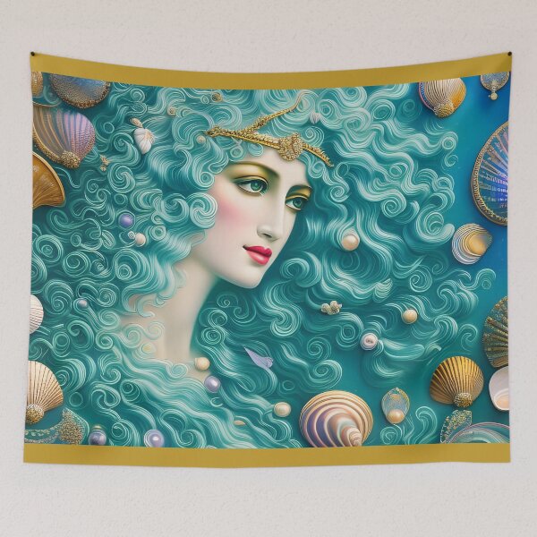 Item preview, Venus - Aqua Curls & Seashells designed and sold by SapphireMyst.