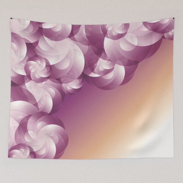 Item preview, Purple and white flowers on purple and orange background abstract minimal graphic art designed and sold by CiniArt.