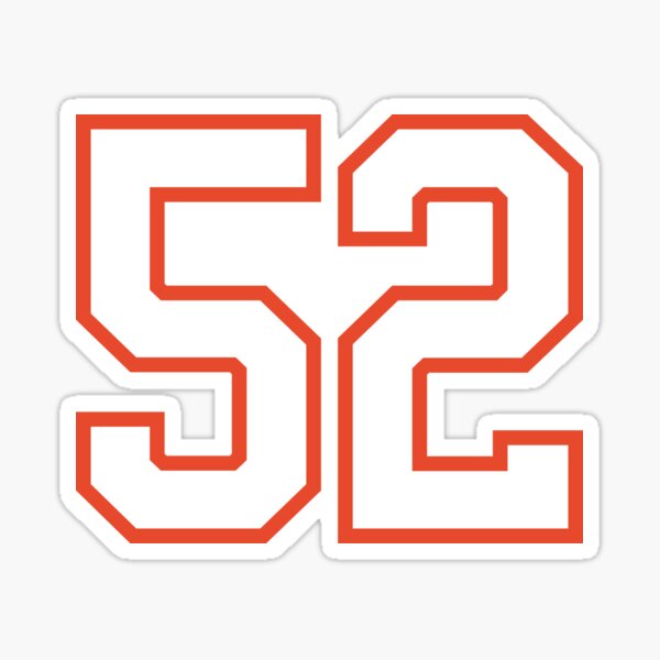 Number 52 lucky sports jersey fifty two Sticker for Sale by HeavyStyle