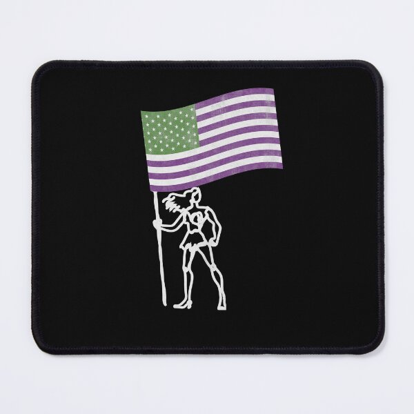 Item preview, Female Warrior Silhouette Holding American Flag In Suffragette Colours designed and sold by GrumpyFella.