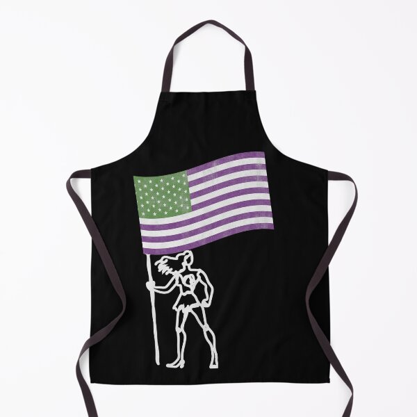 Item preview, Female Warrior Silhouette Holding American Flag In Suffragette Colours designed and sold by GrumpyFella.