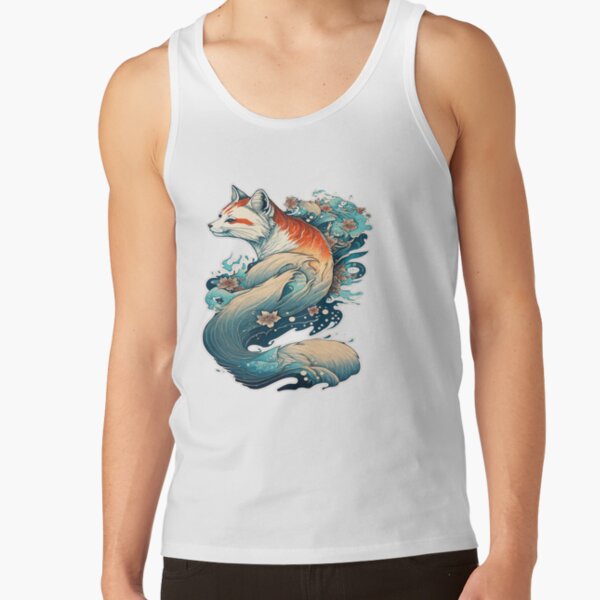 Kitsune Fox Tank Top Womens Festival Tank Japanese Fox With Bowl