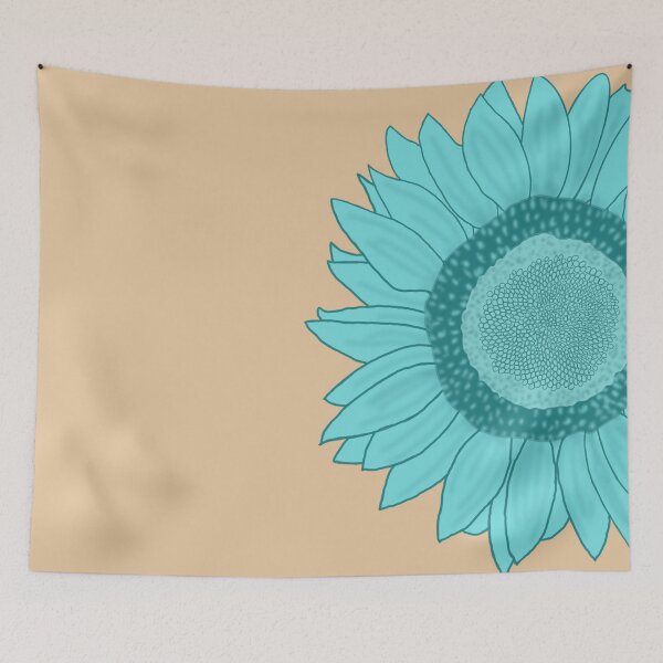 Item preview, Turquoise sunflower on light orange designed and sold by Ninaeva.