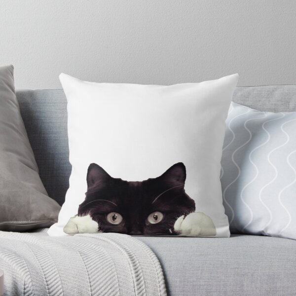 Peeking Cat Throw Pillow