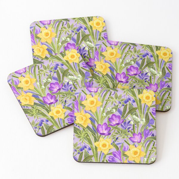 Item preview, Spring Floral with Daffodils, Crocuses and Lily of the Valley on lilac designed and sold by micklyn.