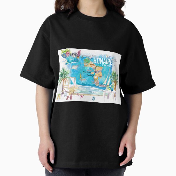 Item preview, Bonaire Dutch Antilles Caribbean Island Illustrated Travel Map with Tourist Highlights designed and sold by artshop77.