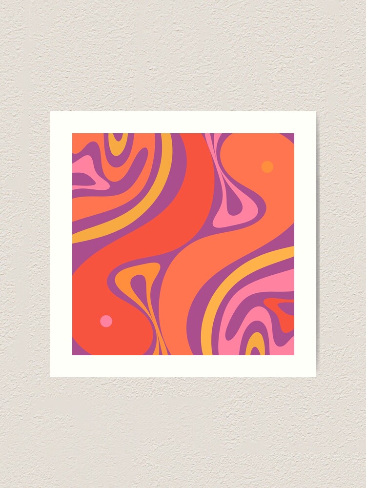 New Groove Abstract Trippy Retro Pattern Orange Purple Pink