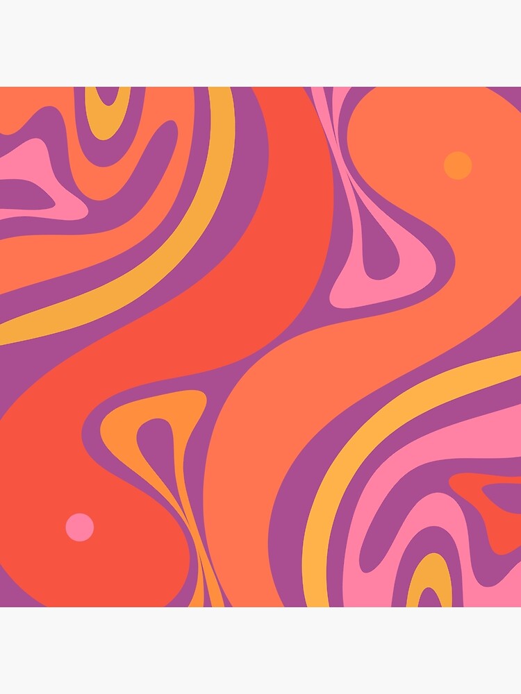 New Groove Abstract Trippy Retro Pattern Orange Purple Pink