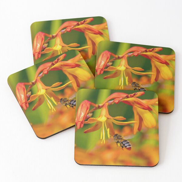 Item preview, Bee with orange flowers designed and sold by Mart R Porter Nature.
