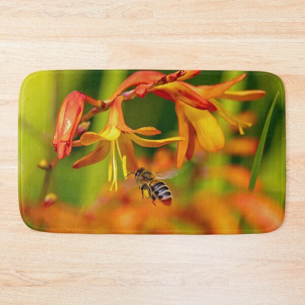 Item preview, Bee with orange flowers designed and sold by Mart R Porter Nature.