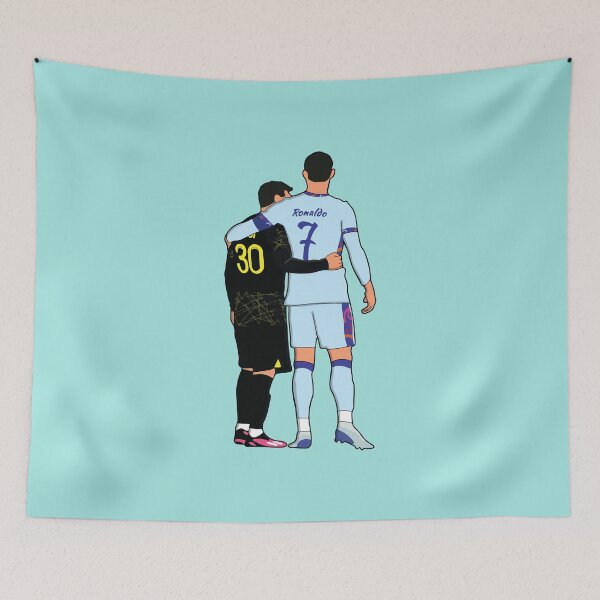 Item preview, Messi and Ronaldo Reunion Illustration designed and sold by Lara Samuel.