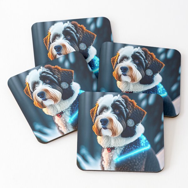 Item preview, Aussiedoodle Enjoys The Snowy Forest designed and sold by Nocturne  Paws.