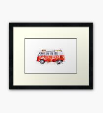 Camper Bus - retro camping van painting / illustration Framed Print
