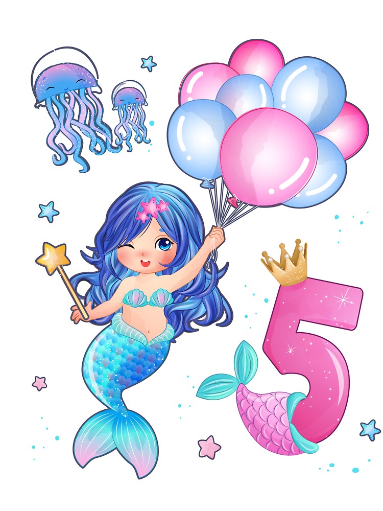 Kids Mermaid Birthday Shirt For Girls 5 Tshirt Birthday Girl Kids Mermaid Birthday Shirt For Girls 5 Tshirt Birthday Girl
