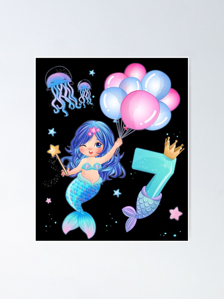 Sticker for Sale avec l'œuvre « Chemise Anniversaire Sirène - Filles 7 Ans  » de l'artiste Shirt-Designs