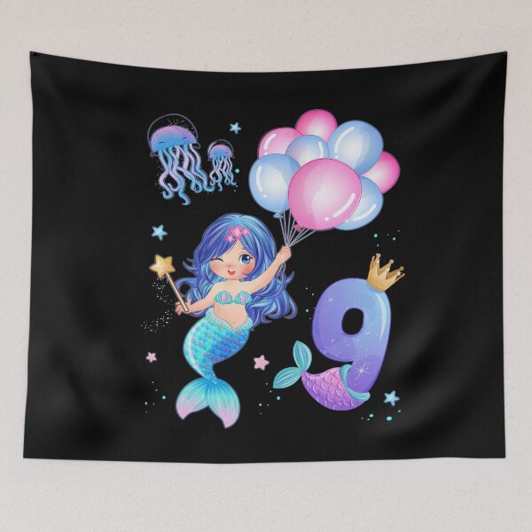 Item preview, Mermaid Birthday Shirt - Girls 9 Years designed and sold by Shirt-Designs.