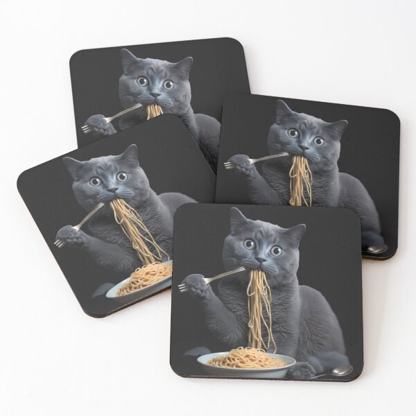Item preview, cat eating spaghetti designed and sold by Paintandgo.