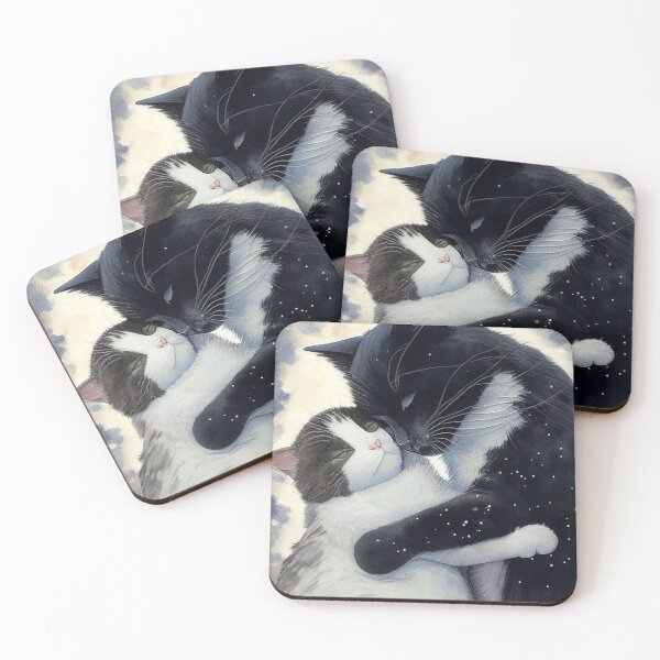 Item preview, a painting of a black and white cat hugging designed and sold by mrkristof47.