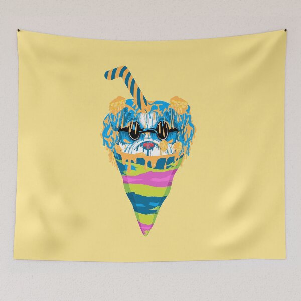 Item preview, grime art blue dog cheese ice cream illustration designed and sold by AmsaOza.
