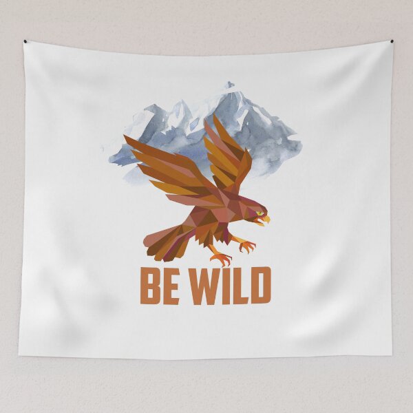 Item preview, Be Wild! Hawk in Flight with Majestic Grey Mountain Peaks in Background Graphic Design designed and sold by Lost-World-Shop.