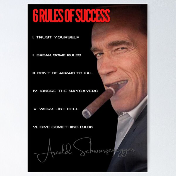 Item preview, 6 RULES OF SUCCESS - ARNOLD SCHWARZENEGGER designed and sold by HeavyLiftGift.